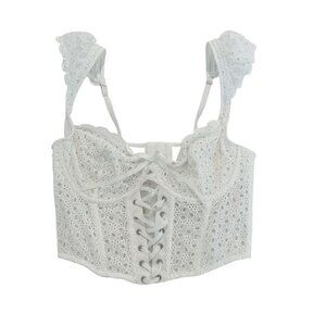 Victoria's Secret White Eyelet Corset Lingerie Top Underwire Bra - Size Medium